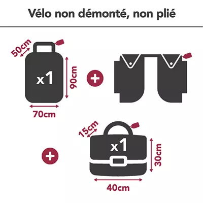 Indications pour le vélo non démonté, non plié