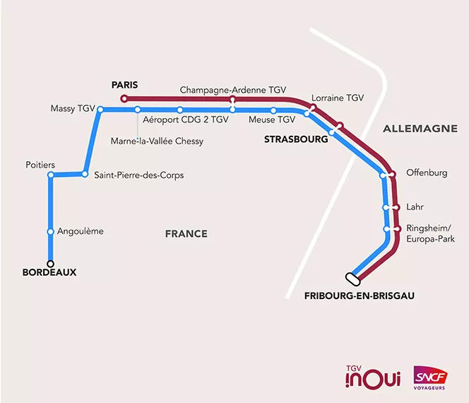 Direction Freiburg im Breisgau with TGV INOUI SNCF Voyageurs