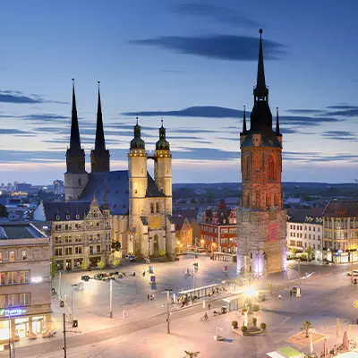 Vue de la MarketPlatz de Halle